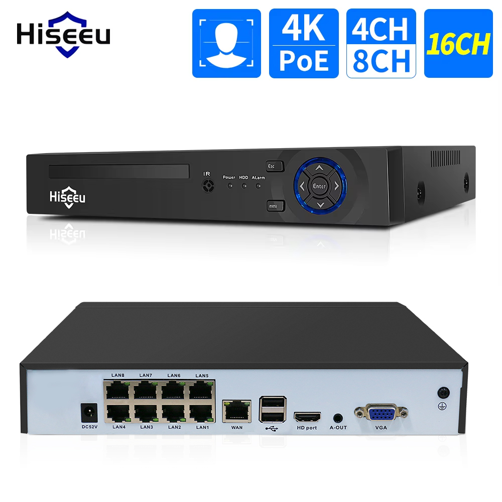 Hiseeu 4CH 10CH 16CH 4K 8MP 5M - đánh giá và giá Security Ip Camera